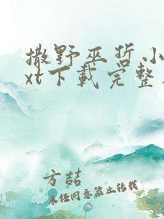 撒野巫哲小说txt下载完整版