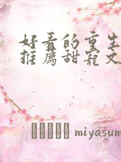 好看的重生小说推荐甜宠文