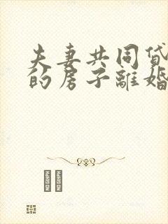 夫妻共同贷款买的房子离婚怎么分割