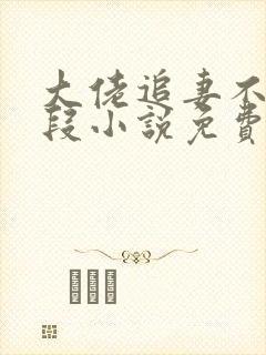 大佬追妻不择手段小说免费阅读