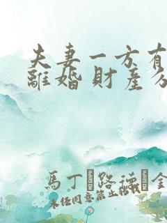 夫妻一方有外遇离婚 财产分割