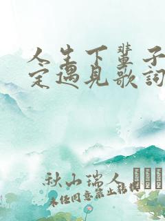 人生下辈子不一定遇见歌词