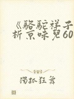 《骆驼祥子》品析京味儿600字