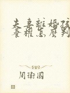 夫妻离婚孩子抚养权怎么判定一个孩子