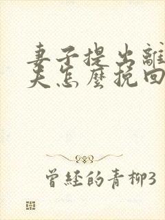 妻子提出离婚丈夫怎么挽回