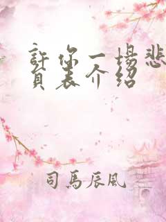 许你一场悲欢演员表介绍