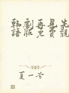 韩剧再见先生国语版免费观看