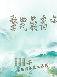 歌曲只要你还需要我歌词