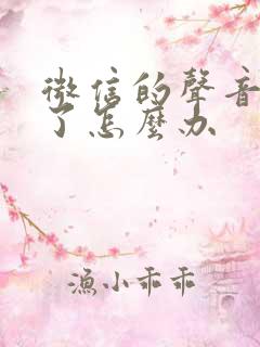 微信的声音变小了怎么办