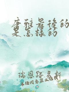 唐雅最后的结局是怎样的