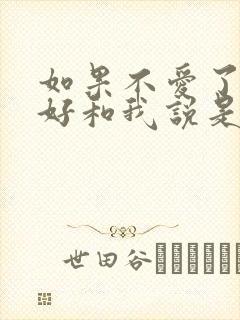 如果不爱了就好好和我说是什么歌