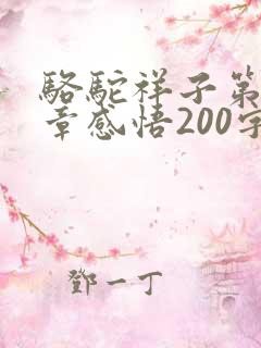 骆驼祥子第十六章感悟200字