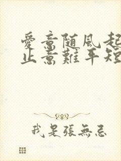 爱意随风起,风止意难平短视频