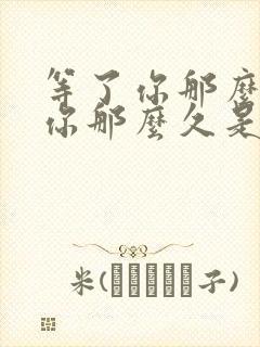 等了你那么久想你那么久是什么歌