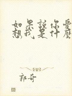 如果说你爱我你想我是什么歌