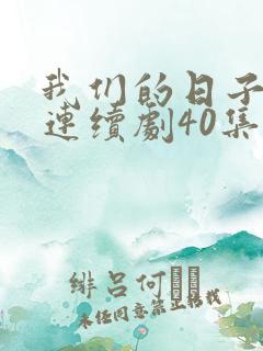 我们的日子电视连续剧40集