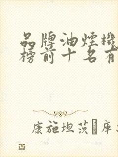 品牌油烟机排行榜前十名有哪些