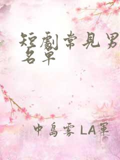 短剧常见男演员名单