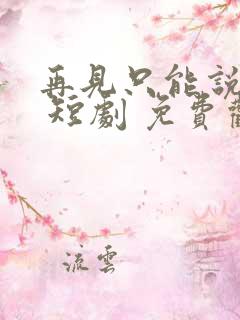 再见只能说一次 短剧 免费观看