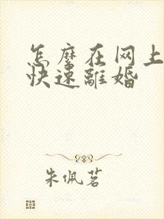 怎么在网上办理快速离婚