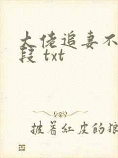 大佬追妻不择手段 txt