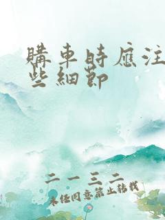 购车时应注意哪些细节