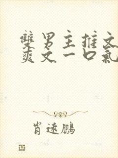 双男主推文完结爽文一口气看完