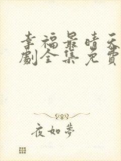 幸福最晴天电视剧全集免费观看