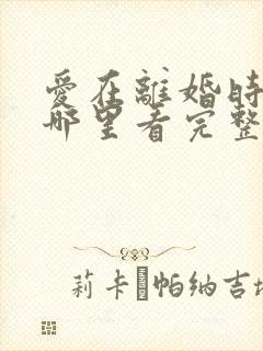 爱在离婚时短剧哪里看完整版