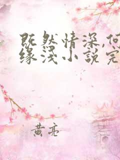 既然情深,何惧缘浅小说完整