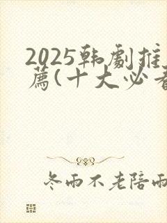 2025韩剧推荐(十大必看韩剧排行榜)