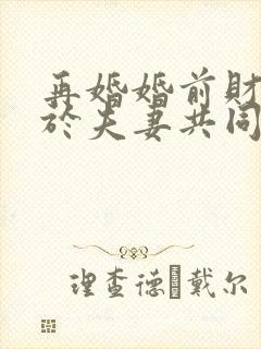 再婚婚前财产属于夫妻共同财产吗