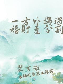 一方外遇过错离婚财产分割