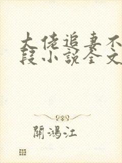 大佬追妻不择手段小说全文免费阅读