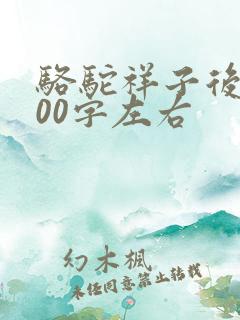 骆驼祥子后感500字左右