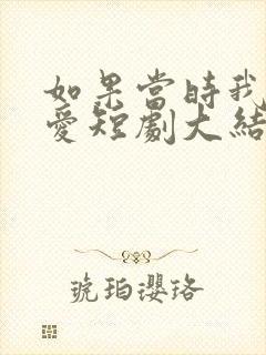 如果当时我说了爱短剧大结局