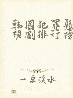 韩国犯罪悬疑电视剧排行榜前十名