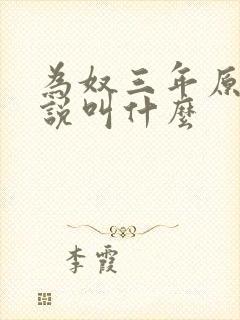 为奴三年原著小说叫什么