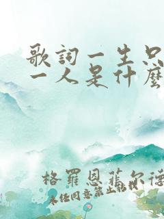歌词一生只够爱一人是什么歌