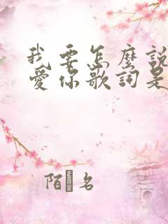 我要怎么说我不爱你歌词是什么歌