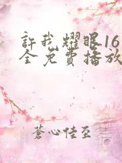 许我耀眼16集全免费播放