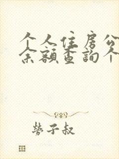 个人住房公积金余额查询个人账户