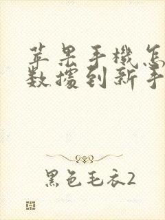 苹果手机怎么传数据到新手机上