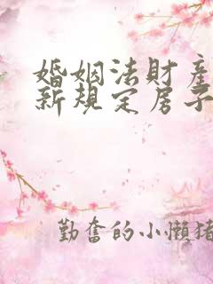 婚姻法财产分割新规定房子