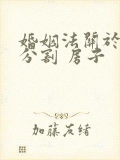 婚姻法关于财产分割 房子