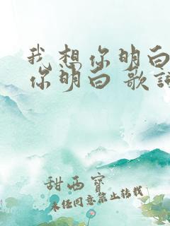 我想你明白,想你明白 歌词