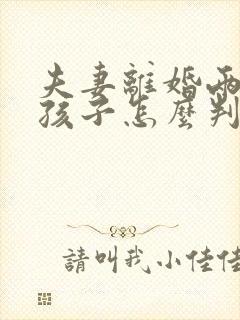 夫妻离婚两个男孩子怎么判抚养权