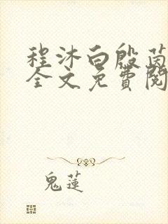 程沐白殷茵小说全文免费阅读