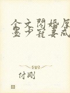 全文闪婚厚爱:墨少宠妻成瘾