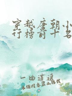 穿越唐朝小说排行榜前十名完结篇